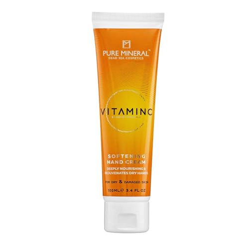 Pure Mineral - Nährende Handcreme mit Vitamin C - Mineralien aus dem Toten Meer, Tiefe Feuchtigkeit, Schutz für trockene Haut - Ohne Silikone, Sulfate, Parabene - 100ml von M PURE MINERAL DEAD SEA COSMETICS