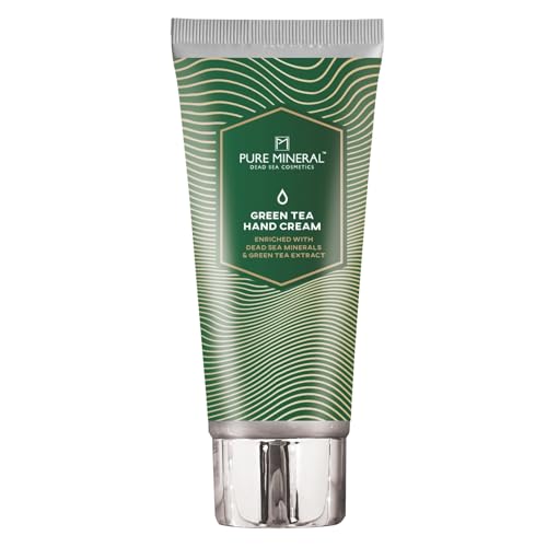 Pure Mineral – Revitalisierende Handcreme mit Grüntee – Totes Meer Mineralien, Jojoba, Süßmandel – Pflegt, Spendet Feuchtigkeit, Regeneriert – Ohne Sulfate und Parabene – 50ml von M PURE MINERAL DEAD SEA COSMETICS