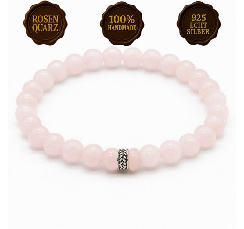 M-Punkt24 Armband Armbänder (Rosenquarz, inkl. Etui), Damen Edelstein mit Echt Silber von M-Punkt24