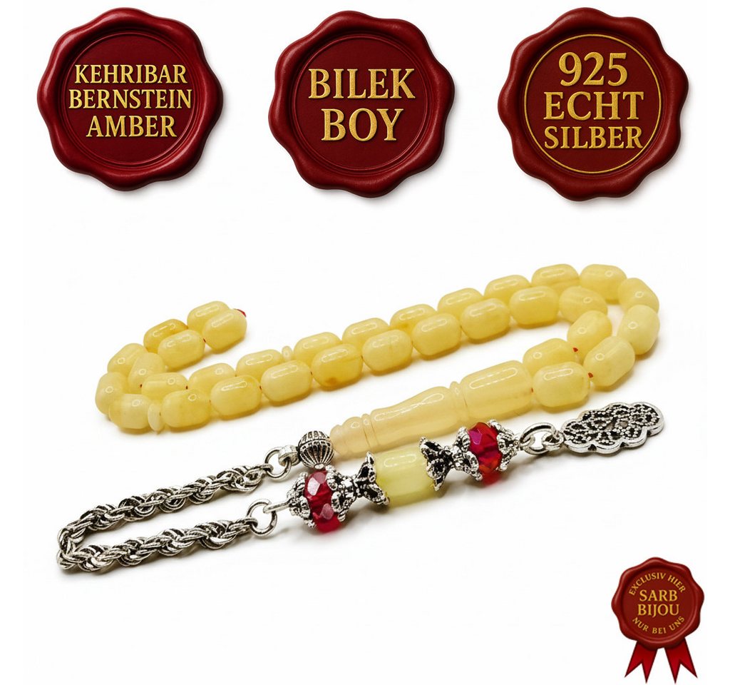 M-Punkt24 Kettenanhänger Tesbih Tespih BILEK BOY (8 Gramm, Vizyon Püskül, inkl. Etui/Geschenk-Verpackung, Gebetskette, Misbah, Rosary, Prayerbeads), 925 Echt Silber, AKTIONS-PREIS von M-Punkt24