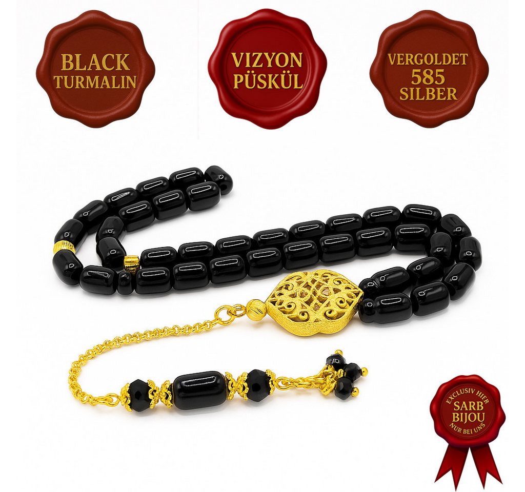 M-Punkt24 Kettenanhänger Tesbih Tespih Echte Steine Gebetskette Misbaha Rosary, Echte Steine von M-Punkt24