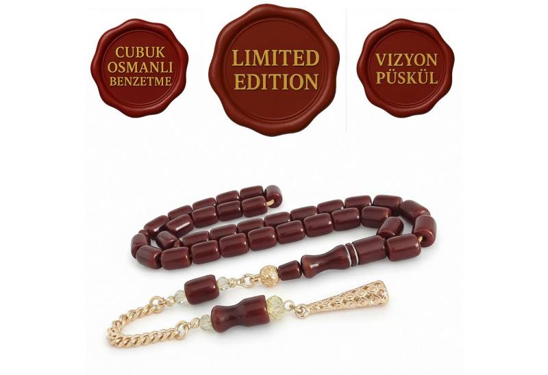 M-Punkt24 Kettenanhänger Tesbih Tespih Osmanli Benzetme Cubuk Katalin (Dunkelrot, Koyu-Visne Vizyon Püskül, Tasbeh, Rosary, Misbah, Gebetskette), % SALE% / LIMITIERTE AUFLAGE von M-Punkt24