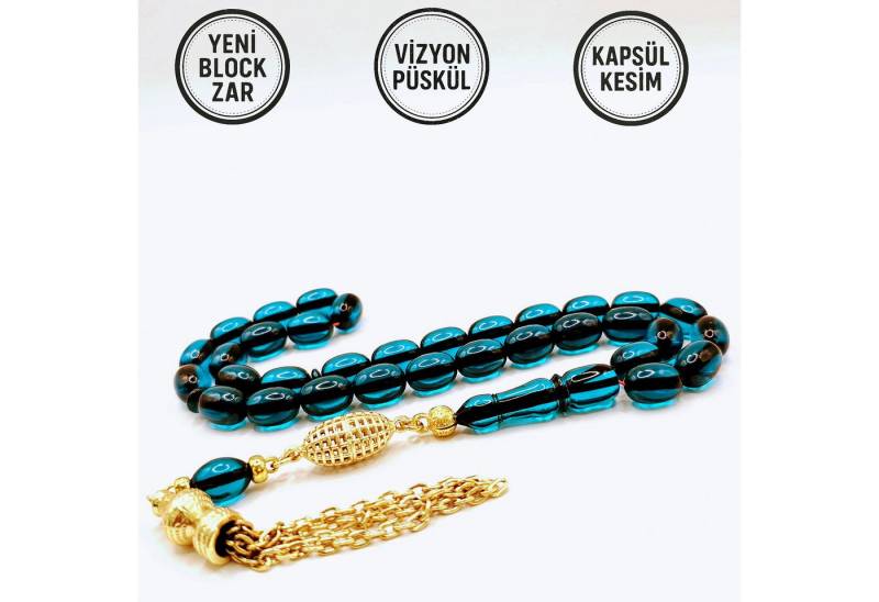 M-Punkt24 Kettenanhänger Tesbih Tespih ZAR Kapsül Rosary Prayerbeads Gebetskette Misbaha (Mavi Blau) von M-Punkt24
