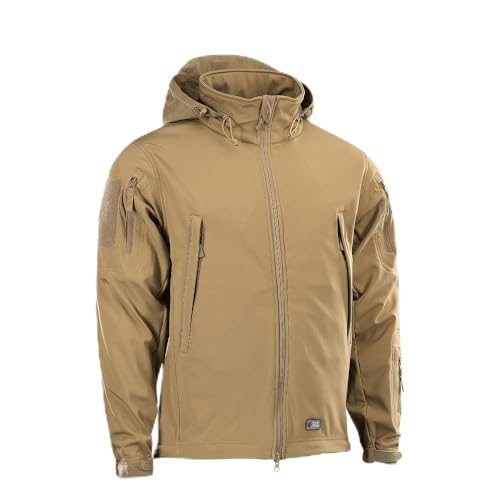 M-Tac Herren Softshell Jacke – Taktische Winterjacke, Winddicht & Wasserabweisend, Atmungsaktive Outdoor Jacke mit YKK-Reißverschluss Tan, M von M-Tac