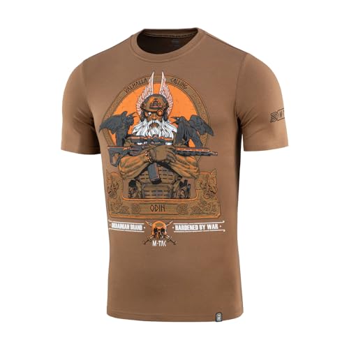 M-Tac Herren T-Shirt Odin – Baumwolle & Elastan, Wikinger-Motiv „Valhalla Calling“, Taktisches Military-Shirt, Coyote Brown, M von M-Tac