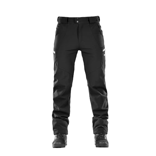 M-Tac Herren Taktische Softshell Hose Winter, Warme Militärische Cargohose, Wasser- & Winddicht, Atmungsaktive Outdoor Thermohose mit Fleece, Softshell Wanderhose, Black, S von M-Tac