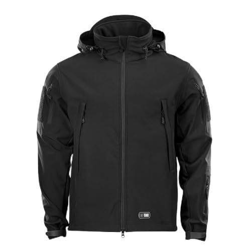 M-Tac Herren Softshell Jacke – Taktische Winterjacke, Winddicht & Wasserabweisend, Atmungsaktive Outdoor Jacke mit YKK-Reißverschluss Black, S von M-Tac
