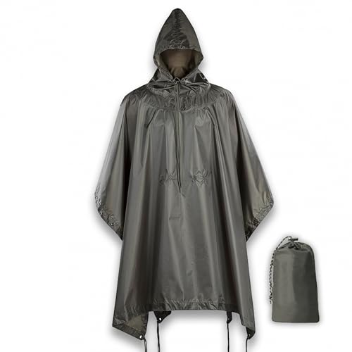 M-Tac Poncho Regenponcho mit Kapuze – 100% Nylon Rip-Stop, Leichtes und Atmungsaktives Outdoor-Schutzhorn, Universelles 3-in-1 Design für Regen, Markise und Notunterkunft, Kompakter Schutz, Olive von M-Tac