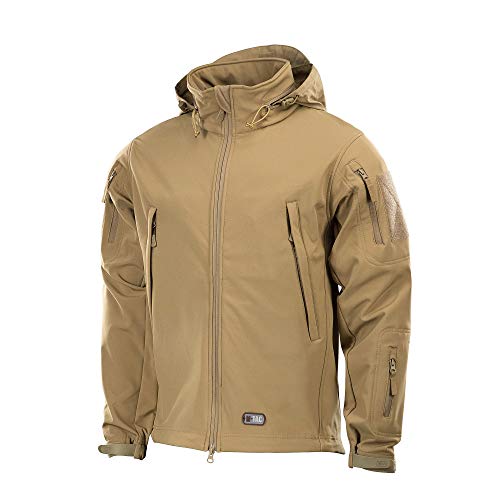 M-Tac Taktische Jacke mit Kapuze, Fleece gefüttert, wasserabweisende Softshelljacke für Herren, Coyote, XXL von M-Tac