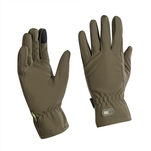 M-Tac Winterhandschuhe Softshell – Isolierte, Leichte, Universelle Handschuhe für den Winter, Wind- und Wasserabweisend, Mit Echtem Lederverstärkungen und Touchscreen-Funktion, Olive, XL von M-Tac