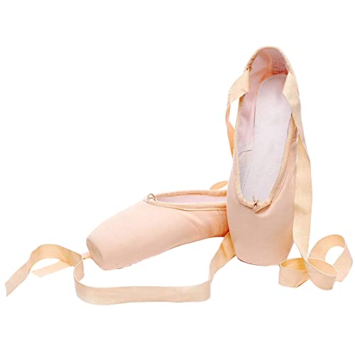 M&Catree Ballett Spitzenschuhe Ballettschläppchen Tanzschuhe mit dem genähten Band für Mädchen Damen - Canvas, CN 33 (EU 32) von M&Catree