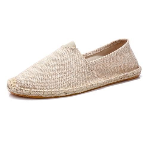 M&Catree Canvas Espadrilles für Herren Damen Flache Slipper Slip-On Sommerhausschuhe mit Geschlossener Zehenpartie - Leinen Braun, CN 39 von M&Catree