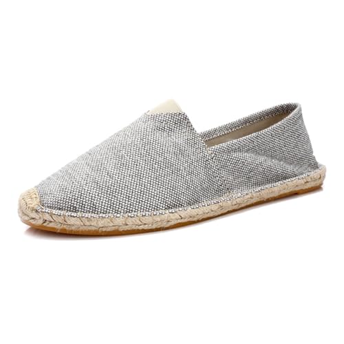 M&Catree Canvas Espadrilles für Herren Damen Flache Slipper Slip-On Sommerhausschuhe mit Geschlossener Zehenpartie - Leinen Grau, CN 37 von M&Catree