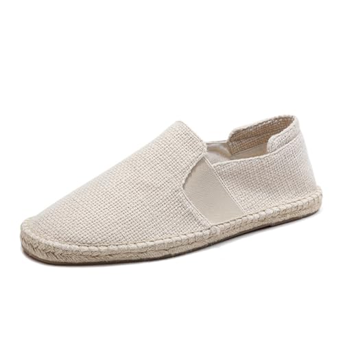 M&Catree Espadrilles Herren Slip On Casual Atmungsaktiv Bequem Einfarbig Flache Slipper Freizeitschuhe - Beige, CN 44 (EU 43) von M&Catree