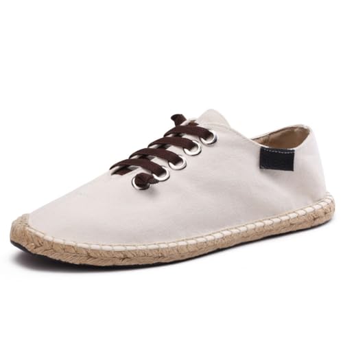 M&Catree Espadrilles Herren Slip On Casual Leichte Einfarbig Flache Slipper Atmungsaktiv Freizeitschuhe - Beige, CN 40 (EU 39) von M&Catree