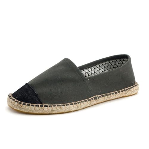 M&Catree Herren Damen Espadrilles Flat Stoffschuhe Komfort Canvas Slip-On Sommerhausschuhe Flache Slipper - Grau | Schwarz Zehe, CN 42 (EU 41) von M&Catree
