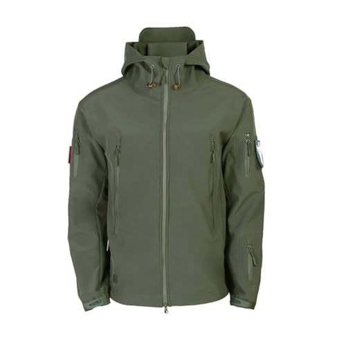 M&Catree Herren Taktische Jacke Softshell Fleece Kapuzen Outdoor Mantel Warme Winterjacke Militär Kapuzenmantel - Armeegrün, S von M&Catree