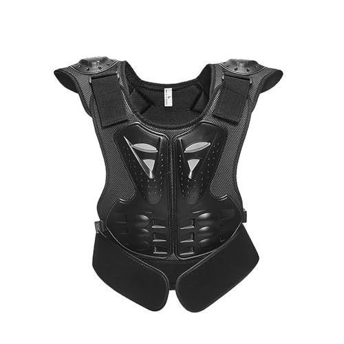 M&Catree Kinder Motorradjacke Brustpanzer Weste-Schutz Motocross Enduro Sport mit Protektoren für 4-15 Jahre alt Kinder - Schwarz, S von M&Catree