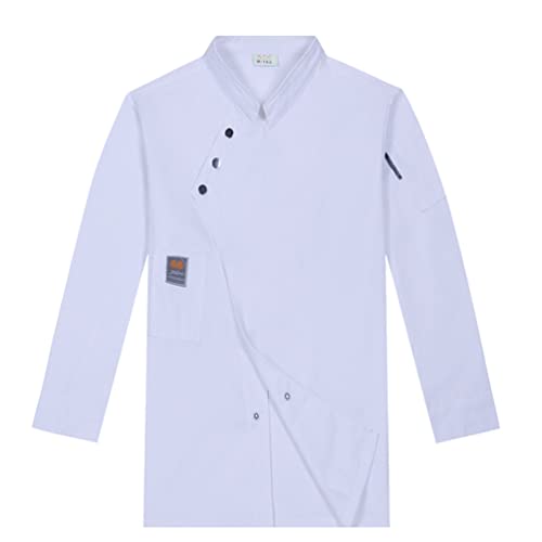 M&Catree Kochjacke Unisex mit Druckknopf Kochuniform Berufsbekleidung Bäckerjacke für Herren Damen - Langarm - Weiß, M von M&Catree