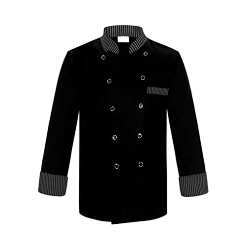 M&Catree Kochjacke Unisex mit Tasche Langarm Kochkleidung Arbeitskleidung Bäckerjacke für Herren Damen - Schwarz, XL von M&Catree