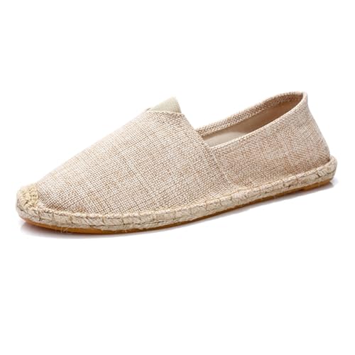 M&Catree Unisex Canvas Slip On Espadrilles Casual Low Top Trainers Leinenschuhe - Braun, CN 43 von M&Catree