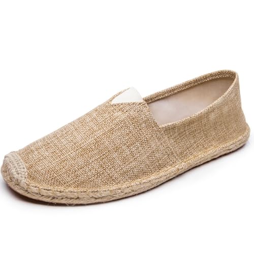 M&Catree Unisex Canvas Slip On Espadrilles Casual Low Top Trainers Leinenschuhe - Khaki, CN 40 von M&Catree