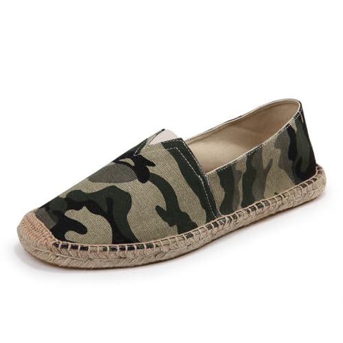 M&Catree Unisex Wanderschuhe Casual Canvas Espadrilles Camouflage Loafer Flache Schuhe - Armeegrün, CN 42 von M&Catree