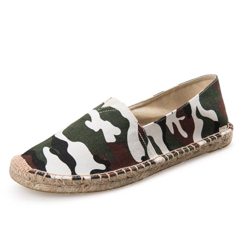 M&Catree Unisex Wanderschuhe Casual Canvas Espadrilles Camouflage Loafer Flache Schuhe - Dunkel Camo, CN 43 von M&Catree