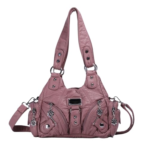 M&Catree y2k Damenhandtasche PU-Leder Tasche Damen Handtasche Vintage Schultertasche Hobo Henkeltasche Umhängetasche Retro - Rosa, 26x12x24cm von M&Catree