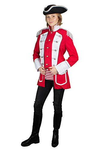 M&G Atelier Damen Piraten Jacke Rot Weiss Pirat Hochwertige Kostüm Karneval Fasching 36-54 (54) von M&G Atelier