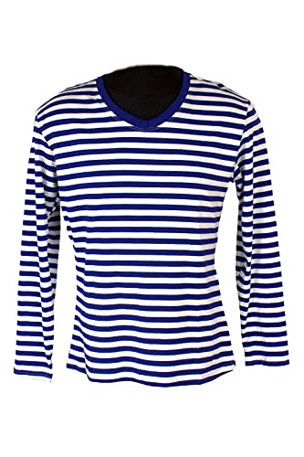 M&G Atelier Damen Ringelshirt Ringelpulli Karnevalskostüm Bekleidung Blau Weiss XS-2XL (M) von M&G Atelier