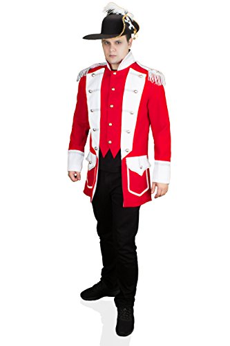 M&G Atelier Herren Rot Weiss Piraten Jacke Pirat Hochwertige Kostüm Karneval Fasching 46-66 (48) von M&G Atelier