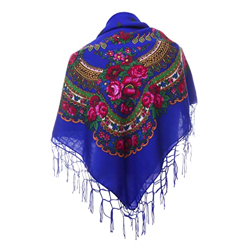 M&K Apparel - Schal mit traditionellem ukrainischem/polnischem/russischem Blumenmuster und Fransen - Blau M&K Apparel - Schal mit traditionellem ukrainischem/polnischem/russischem Blumenmuster und Fransen - Blau von M&K Apparel