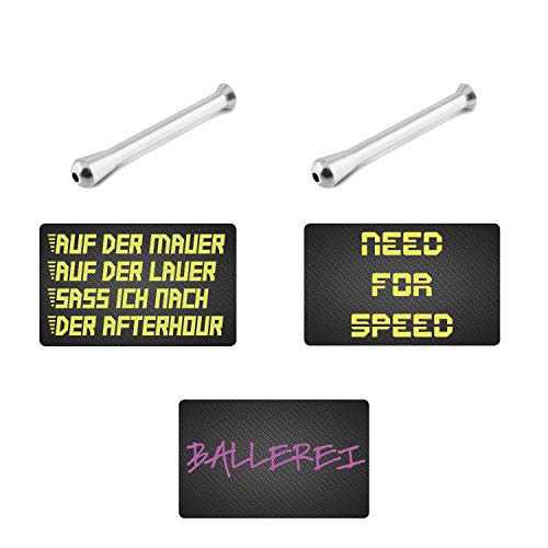 Farbiges Zieh Röhrchen & EC Kreditkarten Carbon Look - NEED FOR SPEED & AFTERHOUR & BALLEREI - Karten Alu Snuff Snorter Tube Bullet Sniffer Snuffer Portionierer für Schnupftabak (3 Karten / 2x Silber) von M&M Smartek