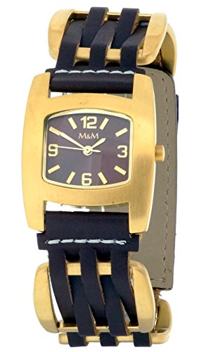 M&M Damen-Armbanduhr Analog Quarz Edelstahl beschichtet M11710-716 von M&M