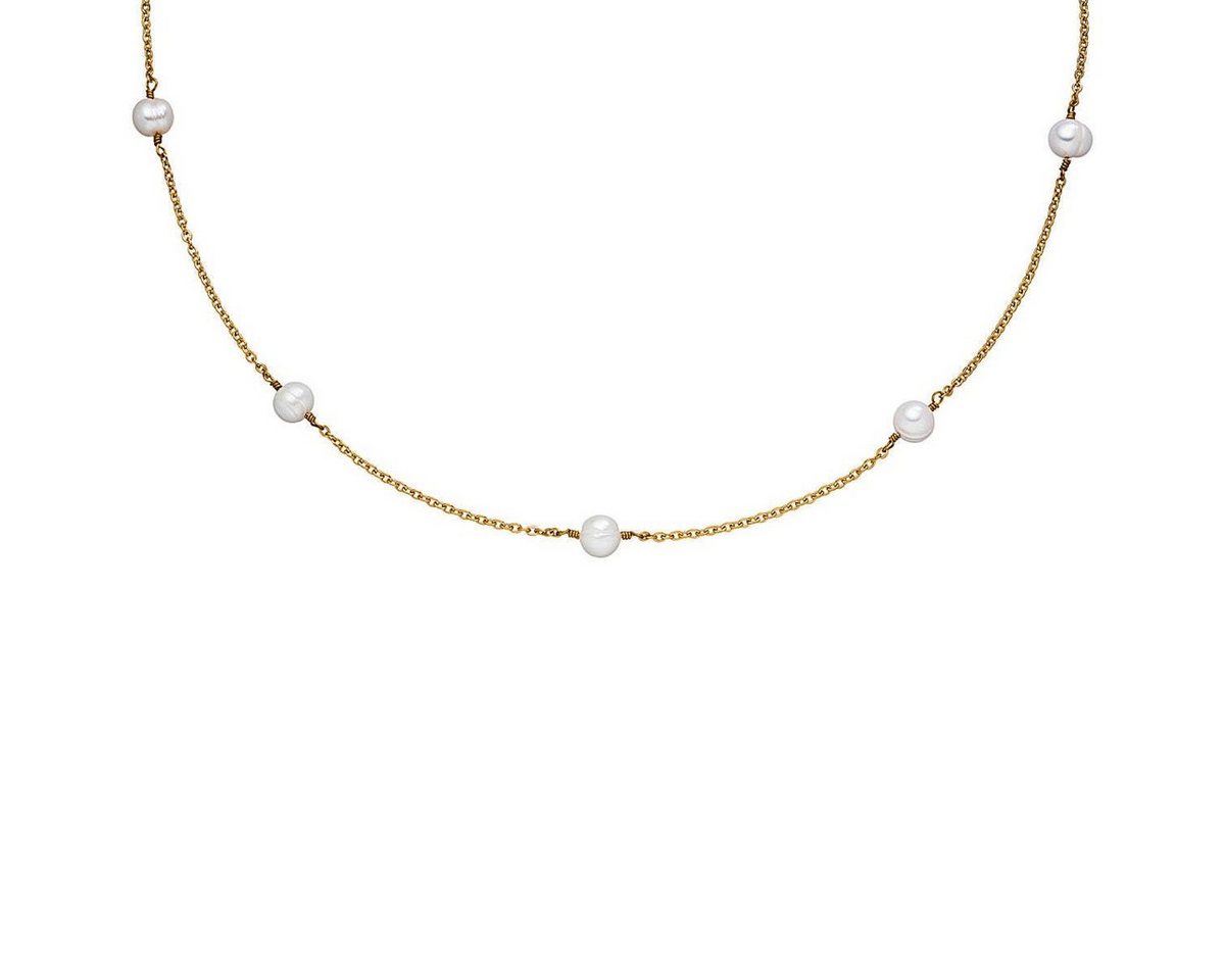 M&M Edelstahlkette Halskette mit Perlen kurz Ocean Collection (1-tlg), deutsche Qualität, inkl. edles Schmucketui von M&M