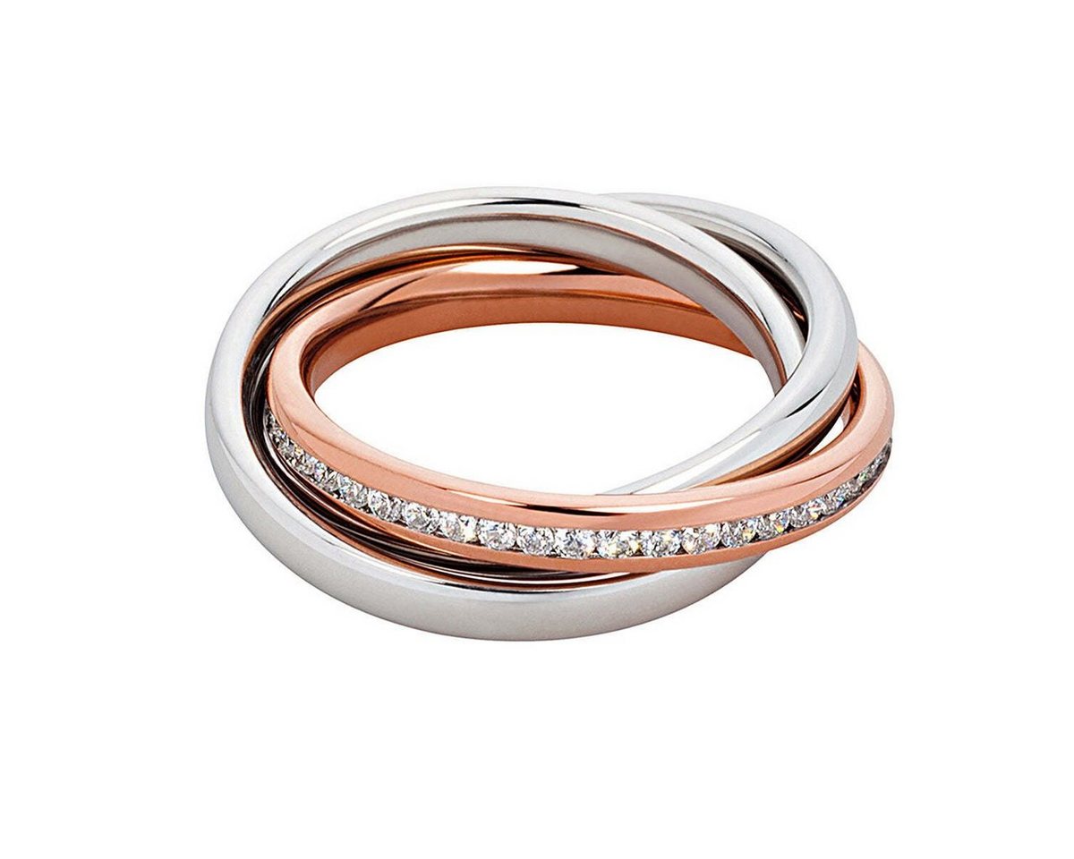 M&M Fingerring 3er Ring silber / roségold mit Steinen Zirkonia (1-tlg), Wickelring, Steine eingefasst, deutsche Qualität von M&M