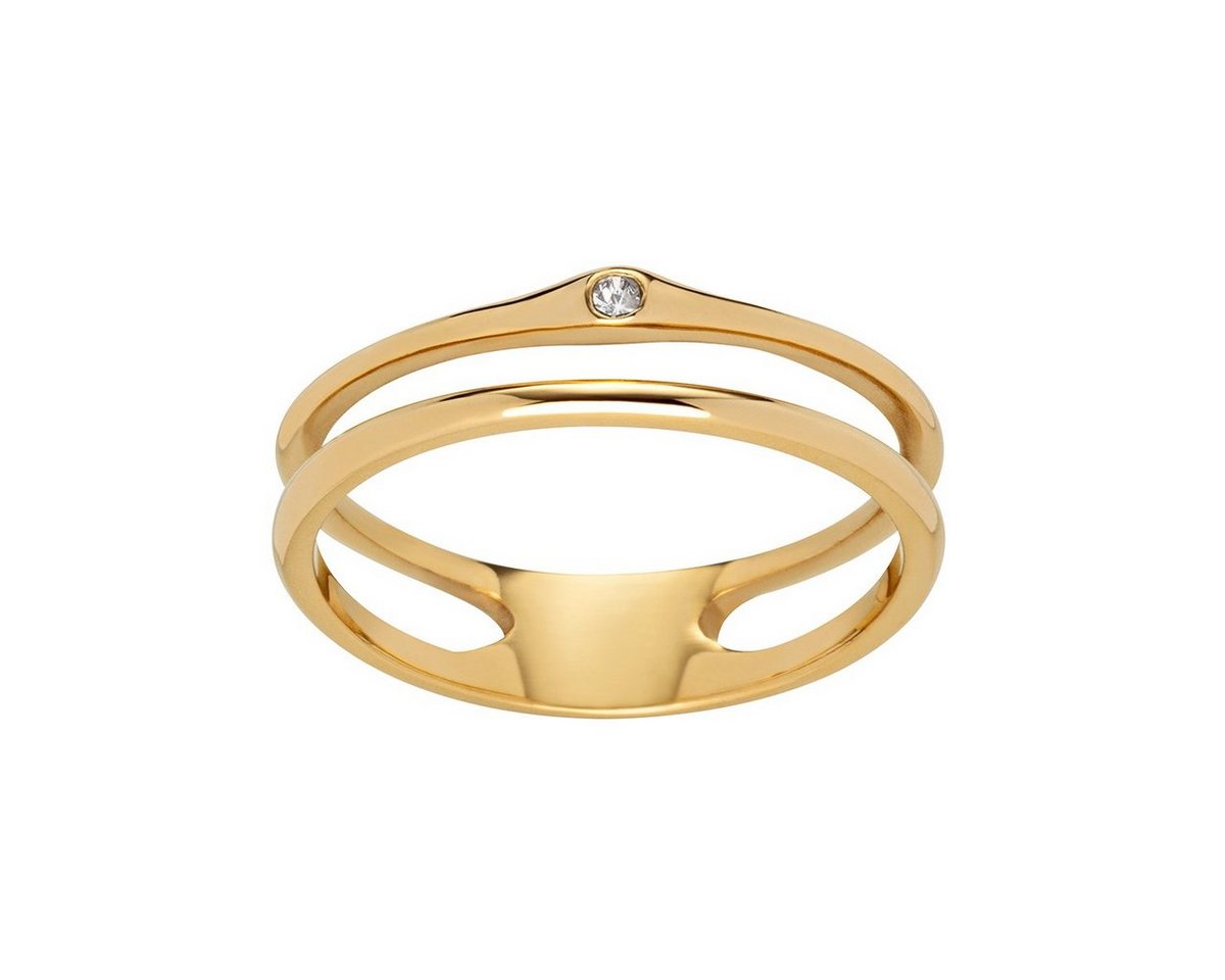 M&M Fingerring Ring Damen gold Doppel-Ring mit Zirkonia (1-tlg), Best Basics, deutsche Qualität, inkl. edles Schmucketui von M&M