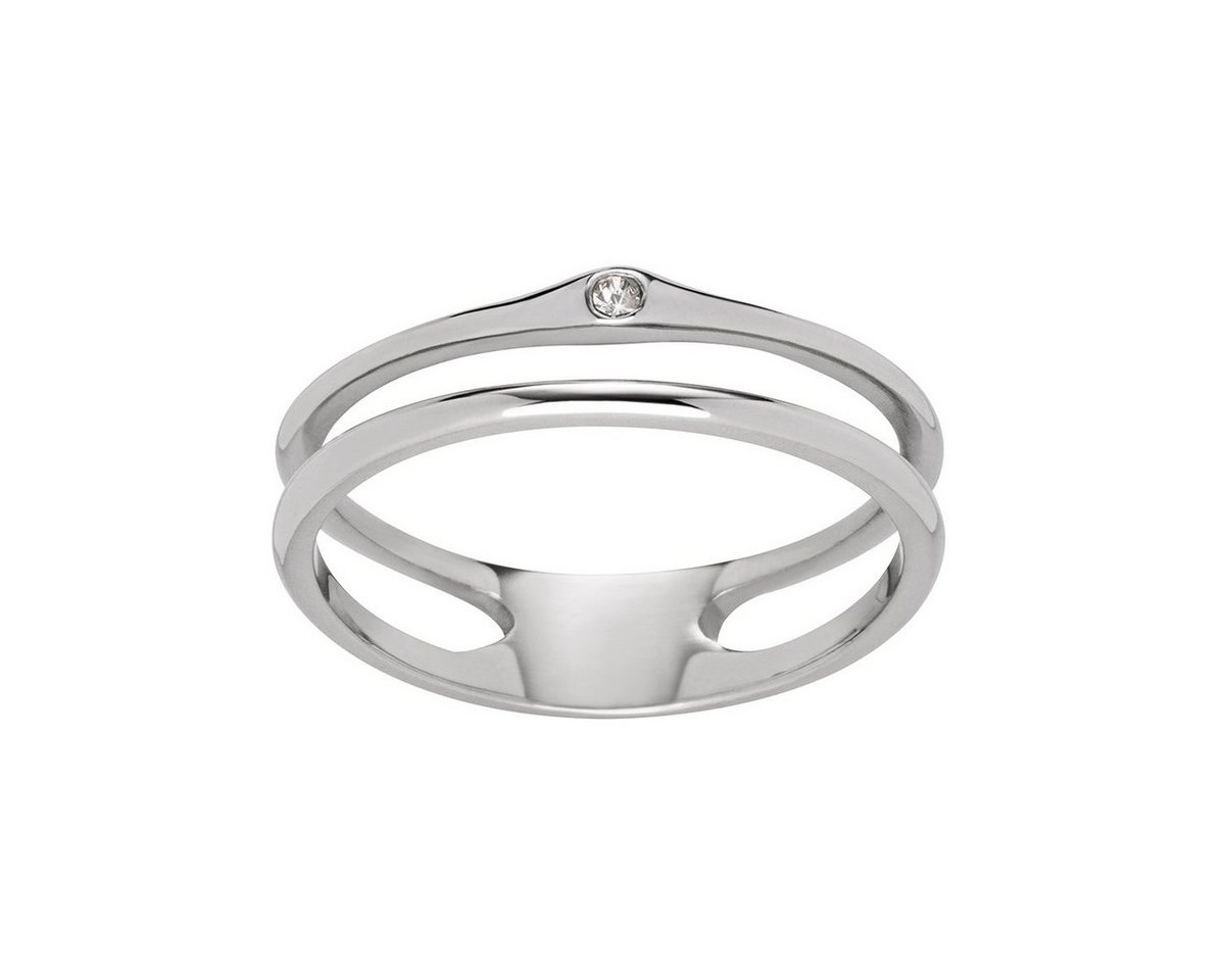 M&M Fingerring Ring Damen gold Doppel-Ring mit Zirkonia (1-tlg), Best Basics, deutsche Qualität, inkl. edles Schmucketui von M&M