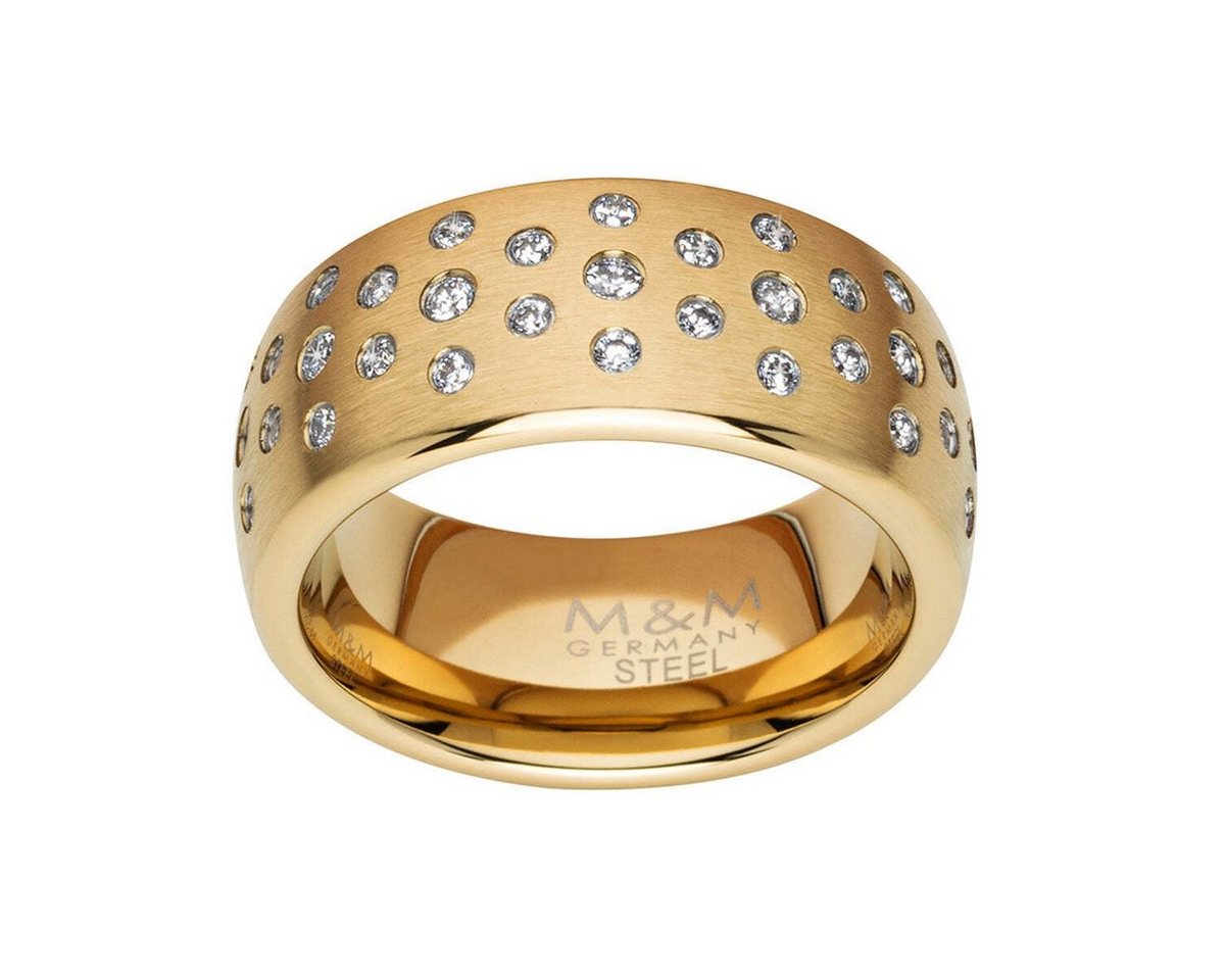 M&M Fingerring Ring Damen silber / gold breit (10 mm) (1-tlg), ModernGlam", deutsche Qualität, inkl. edles Schmucketui" von M&M