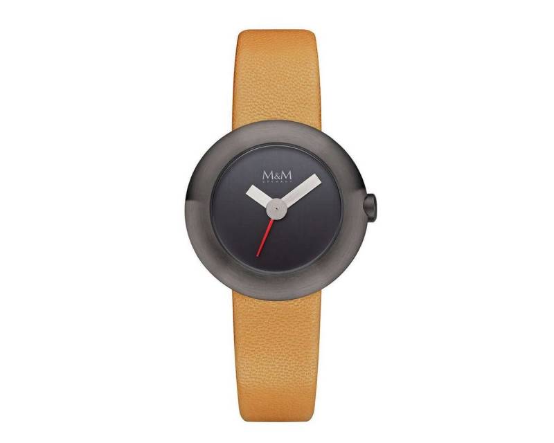 Quarzuhr Armbanduhr Damen Leder Basic-M, (1-tlg), Analoguhr rund mit Lederarmband, Designer Uhr, deutsche Manufaktur, inkl. edles Etui von M&M