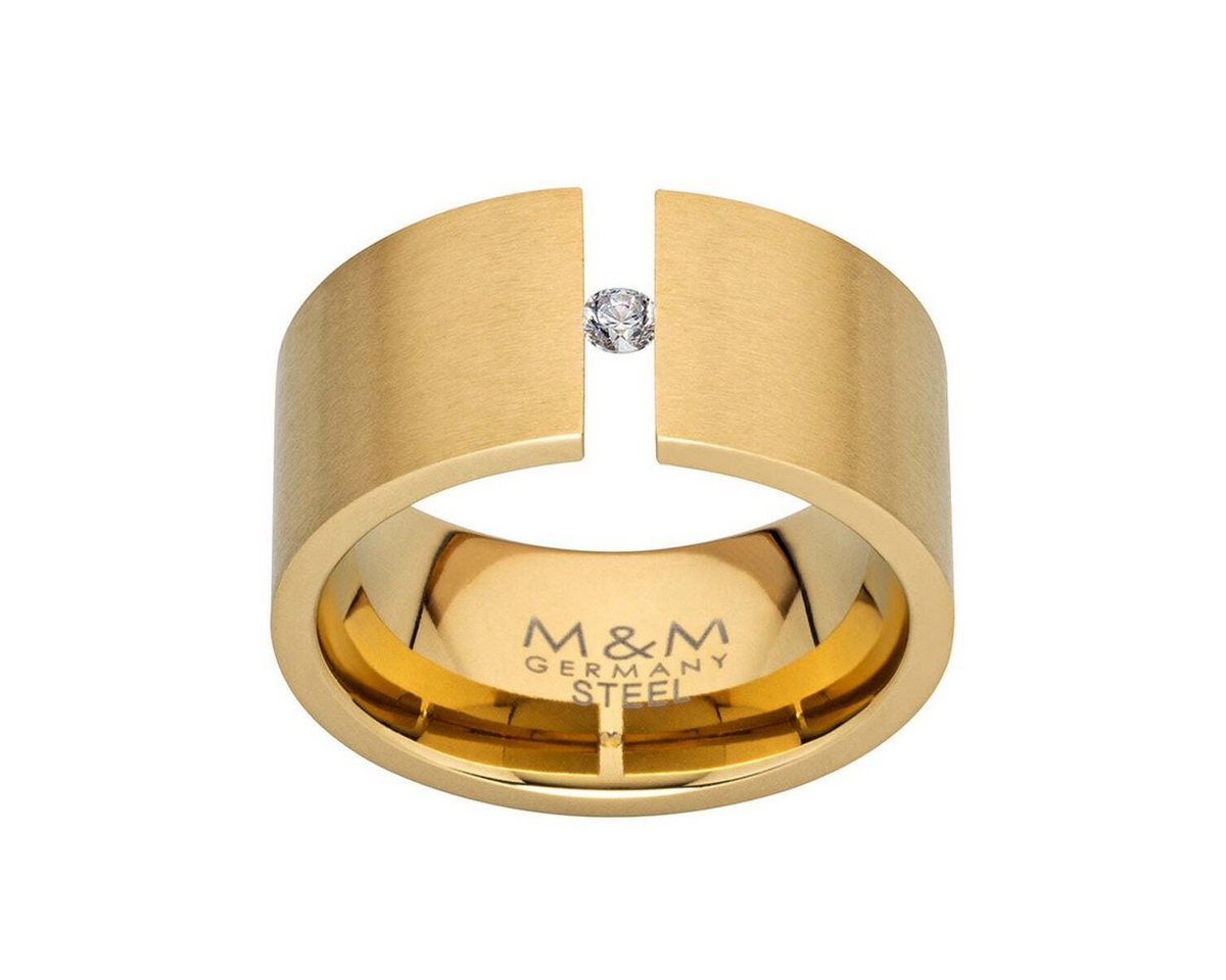 M&M Spannring Ring Damen breit Spannring mit Zirkonia Stein (1-tlg), ModernGlam, deutsche Qualität, inkl. edles Schmucketui von M&M