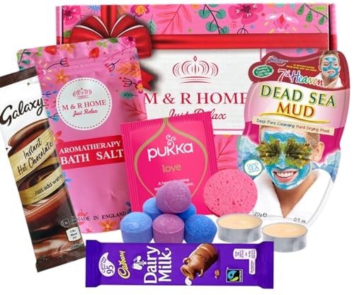 Verwöhnen Sie Geschenke für Frauen,Entspannungs-Badegeschenke,Verwöhnkorb für Frauen,Spa-Geschenk für Jugendliche,Hergestellt in Großbritannien,Pflegepaket für ihren Geburtstag,Pick Me Up Geschenk von M & R HOME JUST RELAX