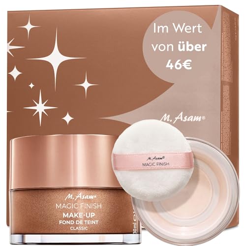 M. Asam MAGIC FINISH Geschenkset – Make-Up Mousse Classic 4-in1 (30 ml) & Bare Skin Powder (9 g), Set Für Frauen, Beauty Schminkset, Weihnachtsgeschenkidee, Vegan von M. Asam