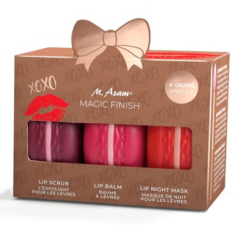 M. Asam MAGIC FINISH Intensive Lip Care Set Kiss Edition(3 x 8,5 g), Lippenpflege Set mit Lip Scrub, Lip Balm & Lip Mask, Beauty-Geschenkset Mit Mini Spatel, Pflege für geschmeidige Lippen von M. Asam