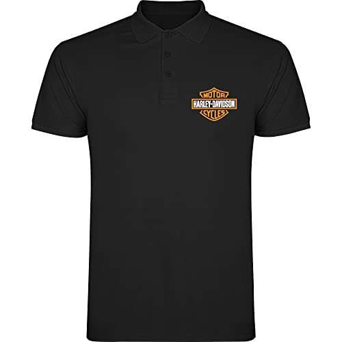 Schwarzes Poloshirt mit Harley-Logo, klassisches und elegantes Design für Motorradfahrer, 100 % Baumwolle, Schwarz , XXL von M. HARLEY