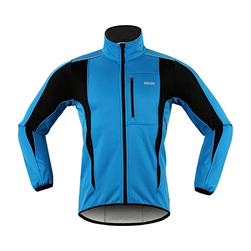 M.Baxter Fahrrad Trikot Winter Herbst Fahrradbekleidung Wasserdicht Winddicht Atmungsaktiv Warm Fleece Jacke (Blau, L) von GITVIENAR