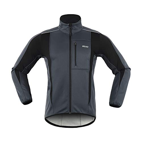 M.Baxter Fahrrad Trikot Winter Herbst Fahrradbekleidung Wasserdicht Winddicht Atmungsaktiv Warm Fleece Jacke (Grau, L) von GITVIENAR