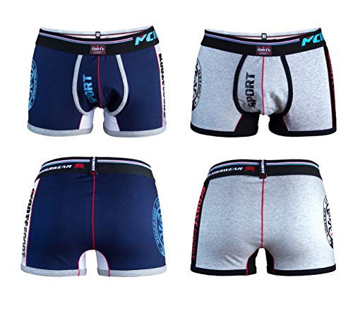M.Conte Herren Boxershorts (2er Pack) Retroshorts Herren Trunks Shorts Unterwäsche Underwear Unterhosen Unterwäsche Männer Men Basic Boxer (Gray Blu, S) von M.Conte