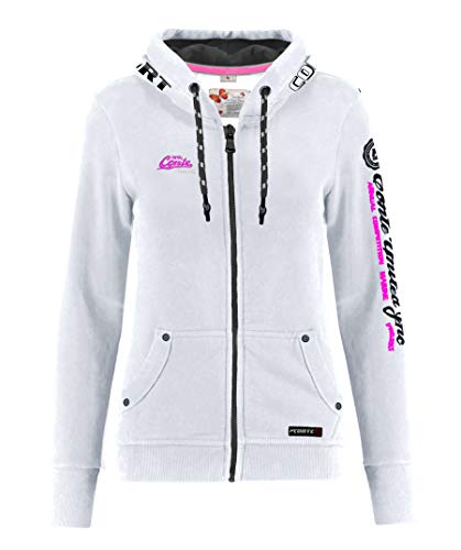 M.Conte Rachel Damen Hooded Sweater Sweat-Shirt-Jacke S M L XL Weiss Blau Grau Schwarz Pink Mit Kapuze Snow White Weiss L von M.Conte